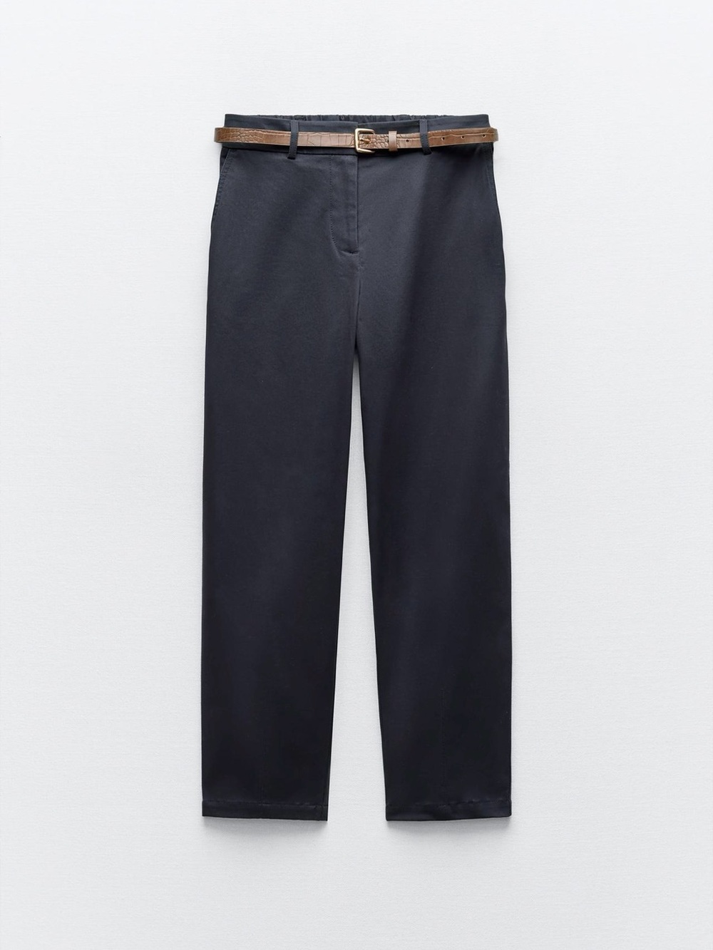Zara Wide-Leg Black Pants with Brown Belt